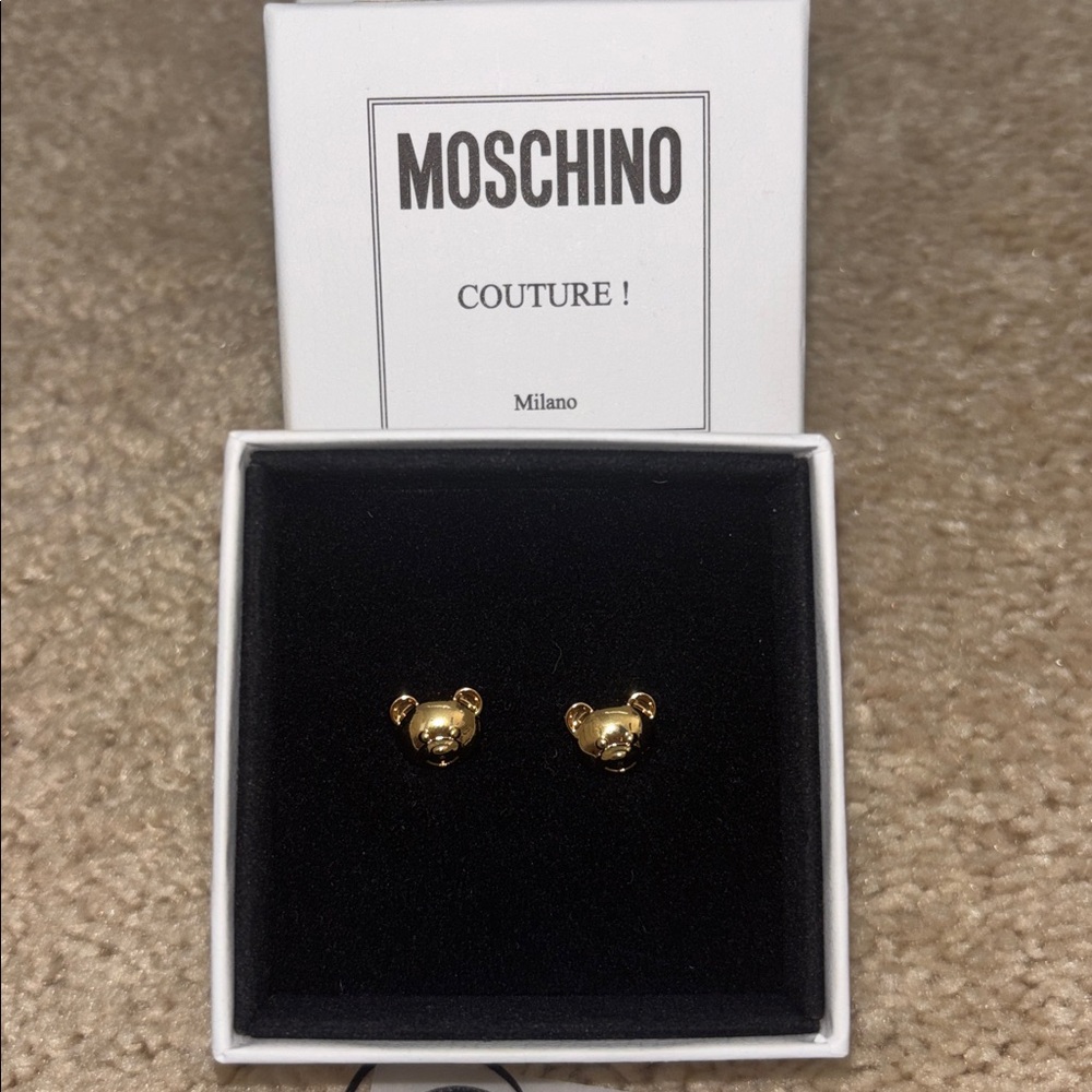 Moschino Gold Couture Bear Earrings